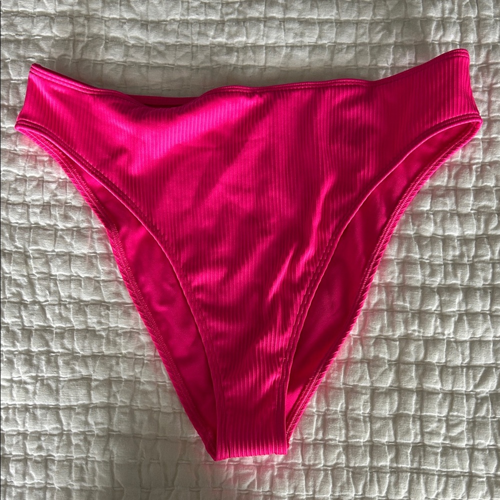 Vibrant Pink High-Waisted Bikini Bottom